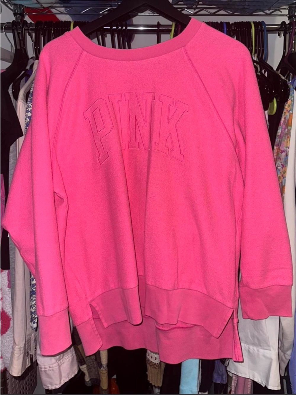 PINK Victoria's Secret Bright Pink Crewneck Sweatshirt
